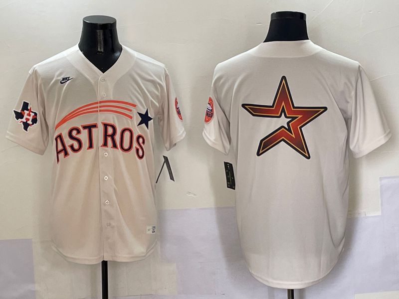 Men Houston Astros Blank Cream Five generations Joint Name 2025 Nike MLB Jersey style 12